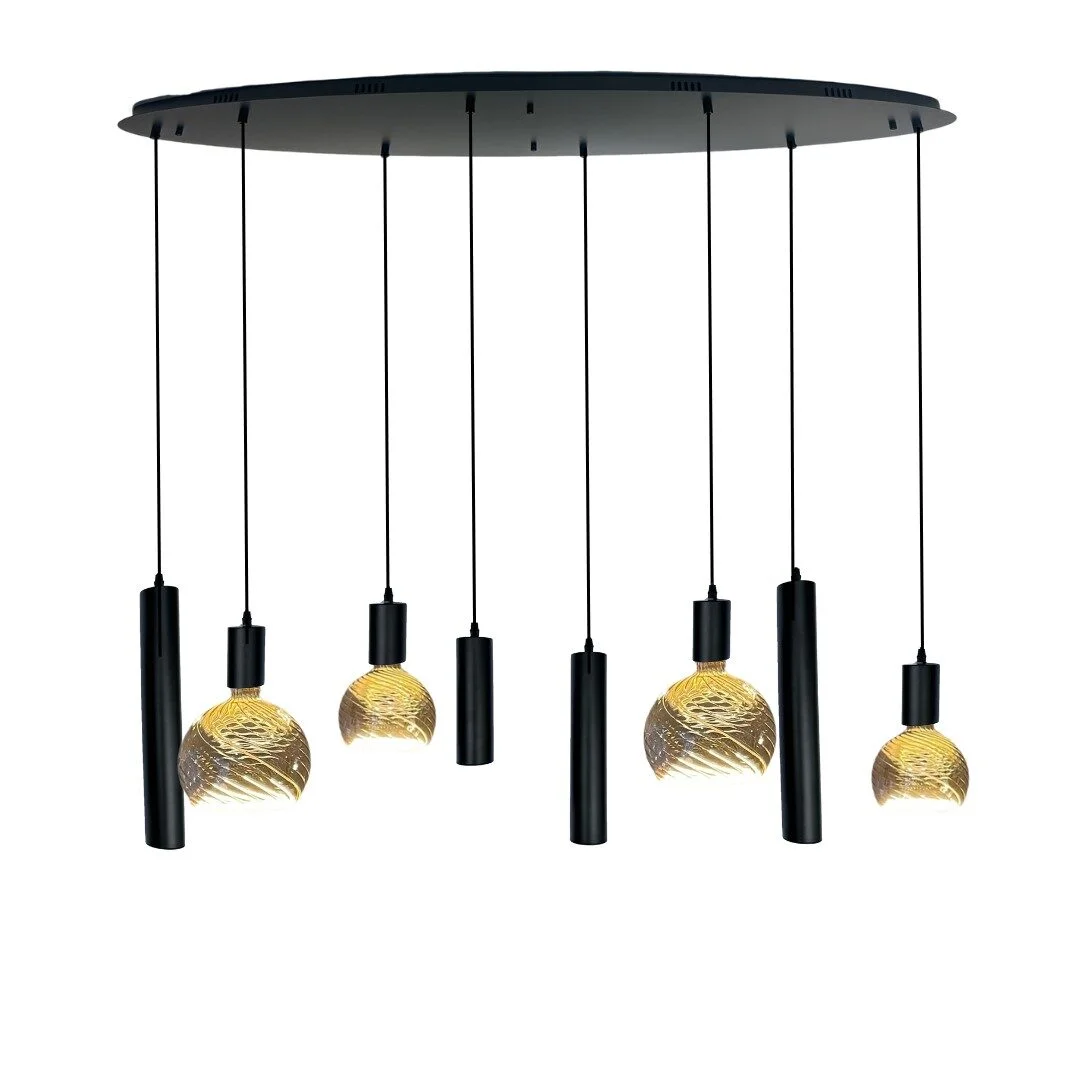 Mix and Match 51 Segula Twisted met Yora zwart ovaal 140cm 8-lichts - product