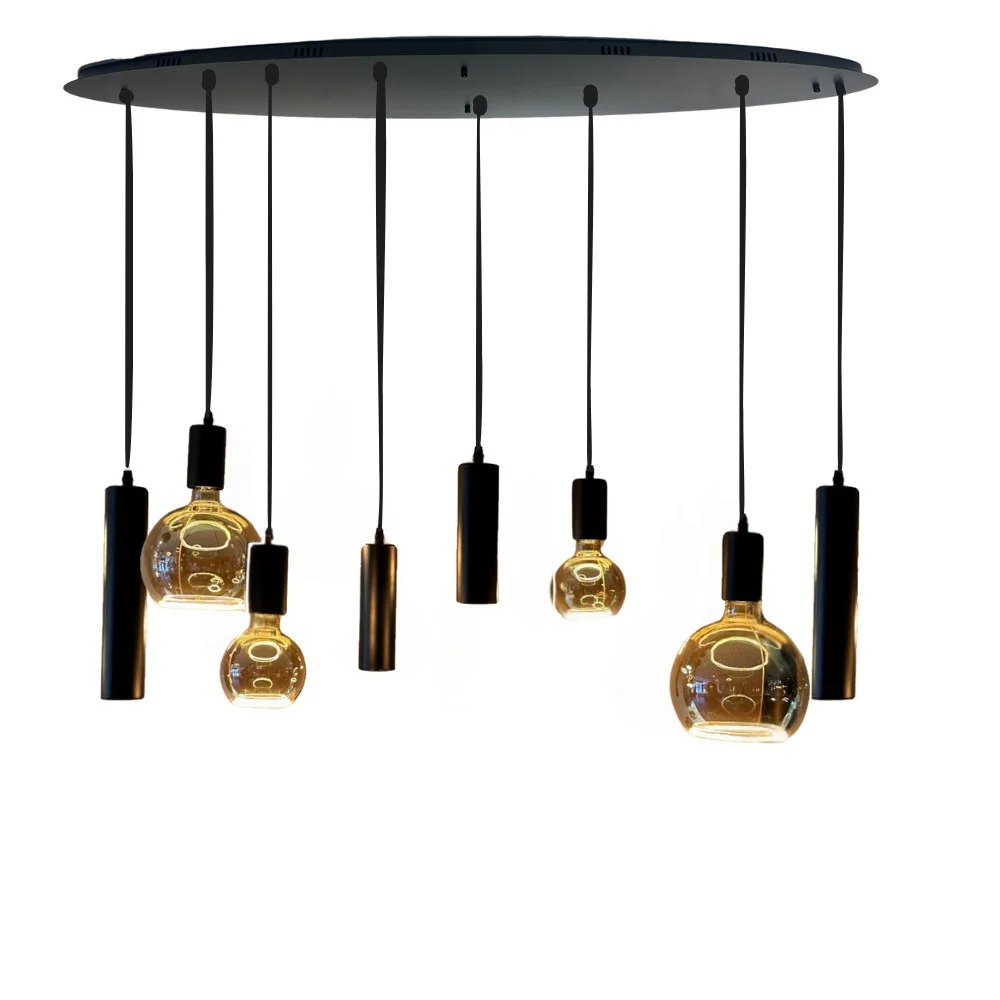 Mix and Match 52 Segula Smoke met Yora zwart ovaal 140cm 8-lichts-product