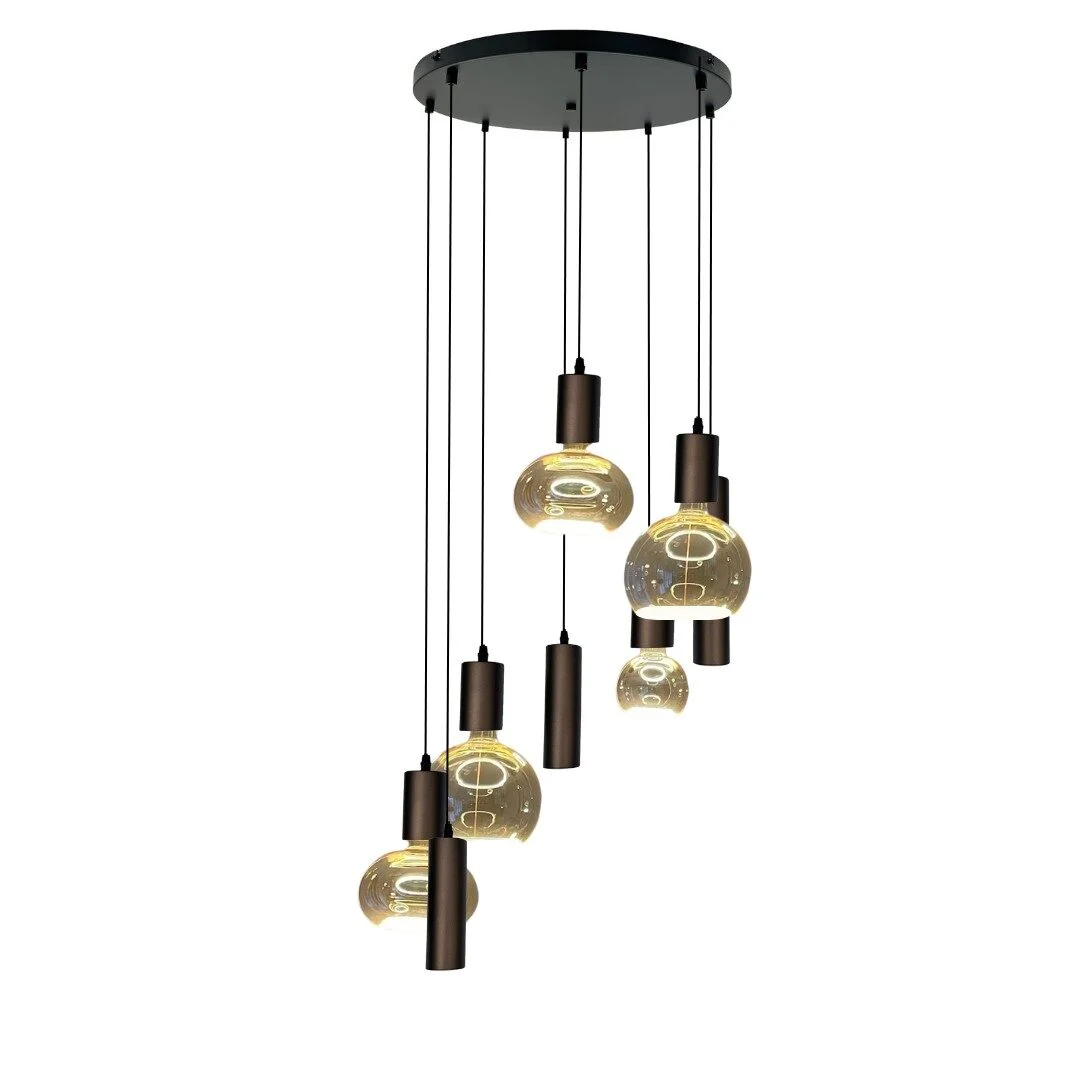 Mix and Match 59 Segula gold met Yora bruin rond Ø 50cm 8-lichts - product