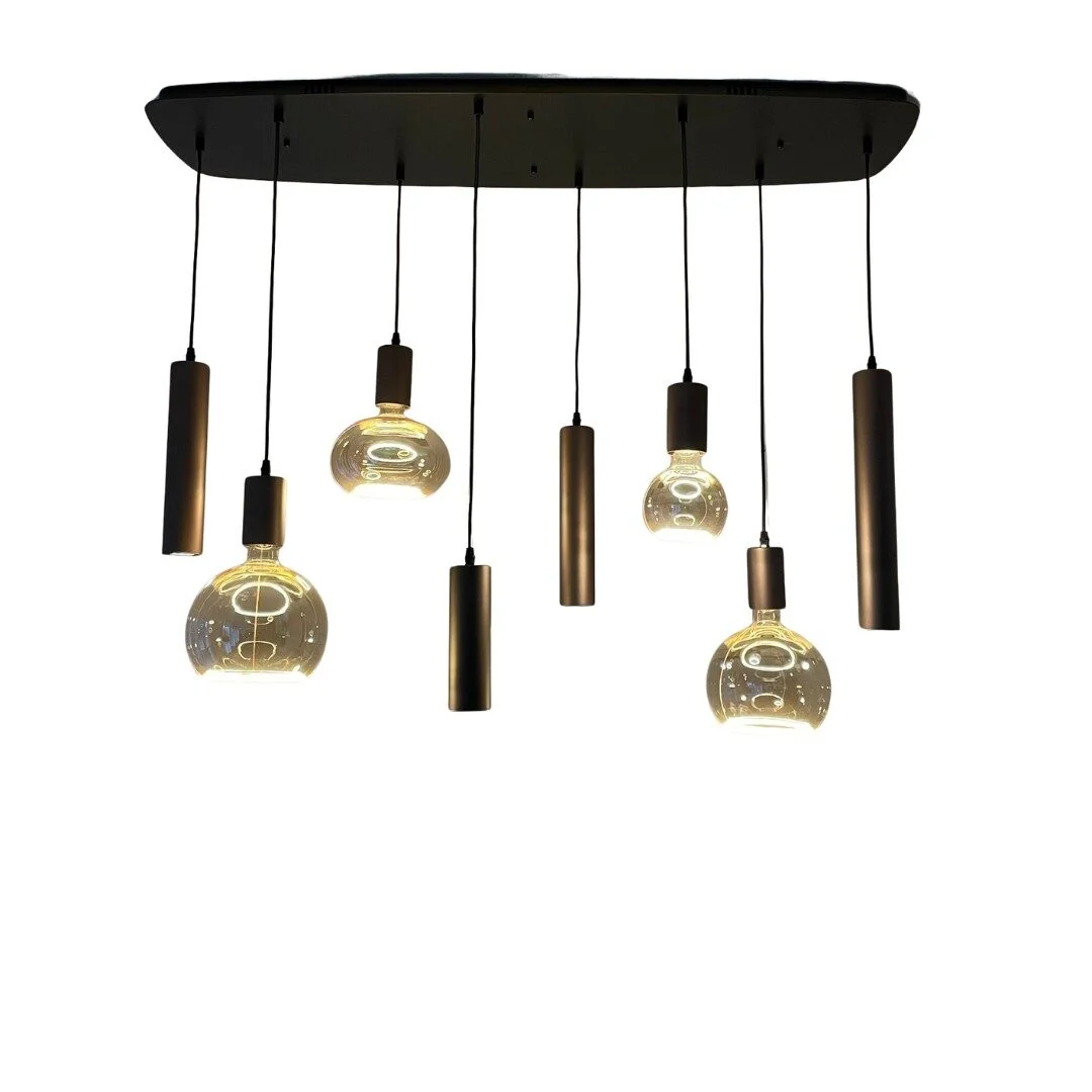 Mix and Match 86 Segula gold met Yora bruin Deens ovaal 140cm 8-lichts - product 1