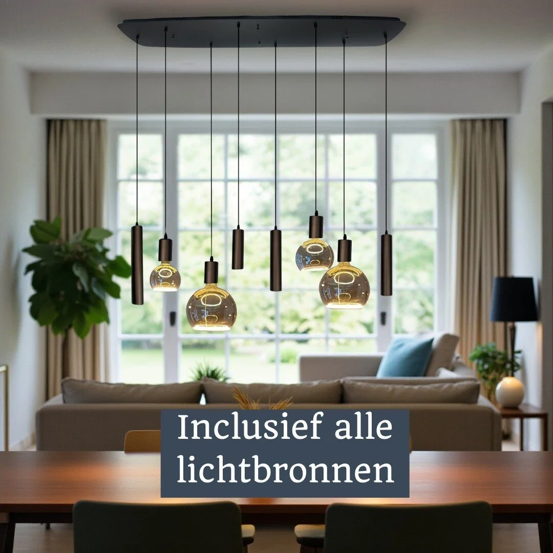 Mix and Match 87 Segula Smoke met Yora bruin Deens ovaal 140cm 8-lichts (2)