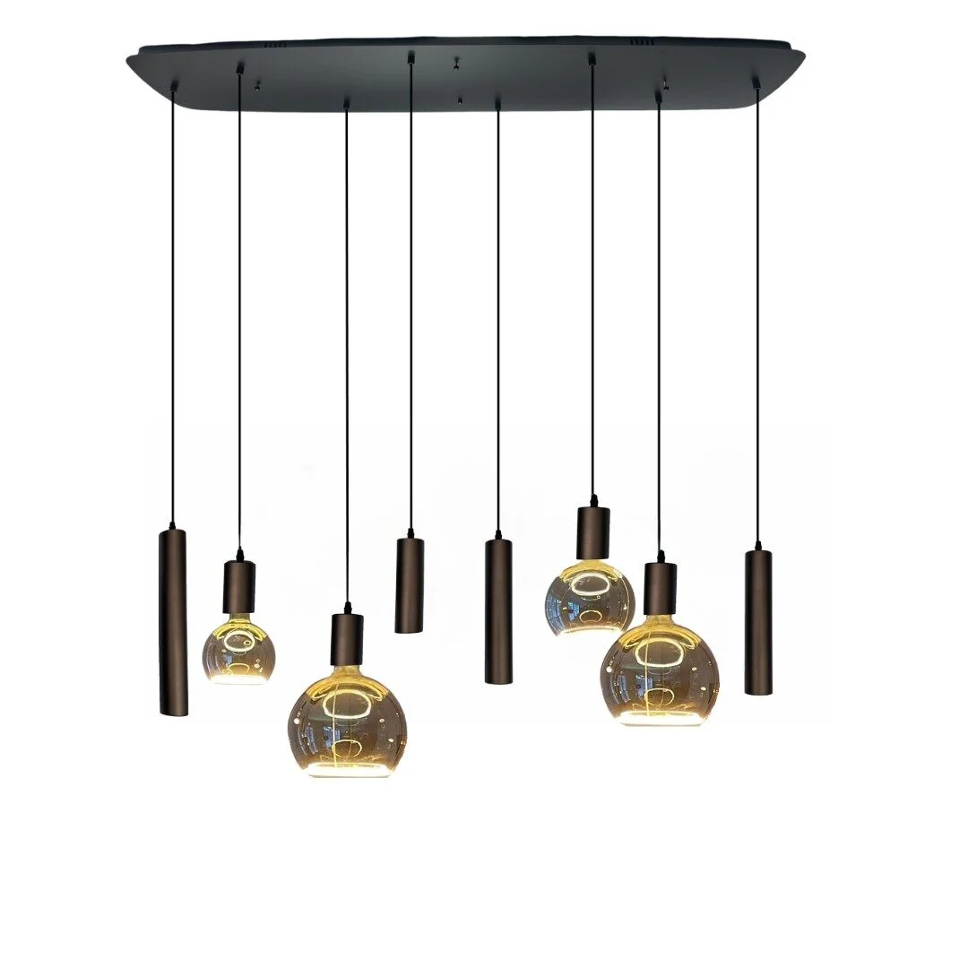 Mix and Match 87 Segula Smoke met Yora bruin Deens ovaal 140cm 8-lichts -product --