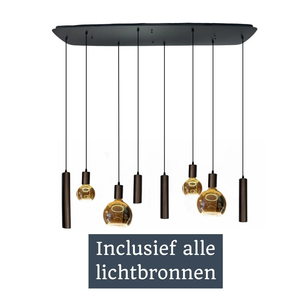 Mix and Match 87 Segula Smoke met Yora bruin Deens ovaal 140cm 8-lichts - product