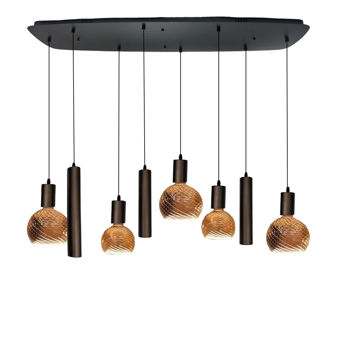 Mix and Match 88 Segula Twisted met Yora bruin Deens ovaal 120cm 8-lichts --