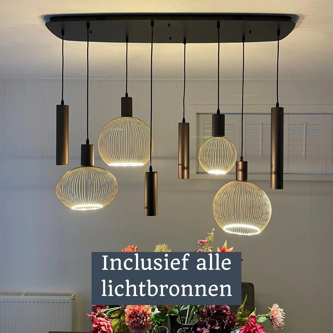 Mix and Match 89 Segula Filo Sand met Yora bruin Deens Ovaal 120 cm 8-lichts