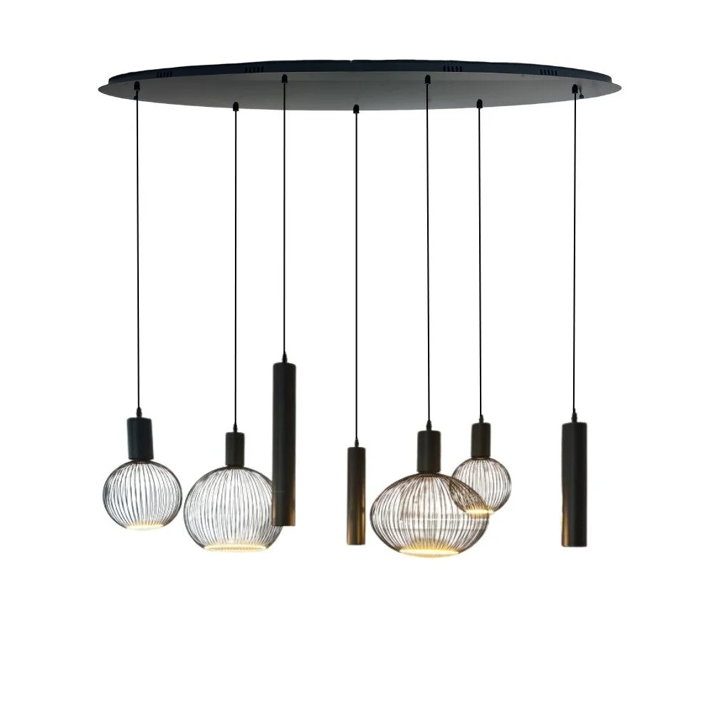 Mix and Match 90 Segula Filo Black met Yora zwart Ovaal 140cm 7-lichts - product 2