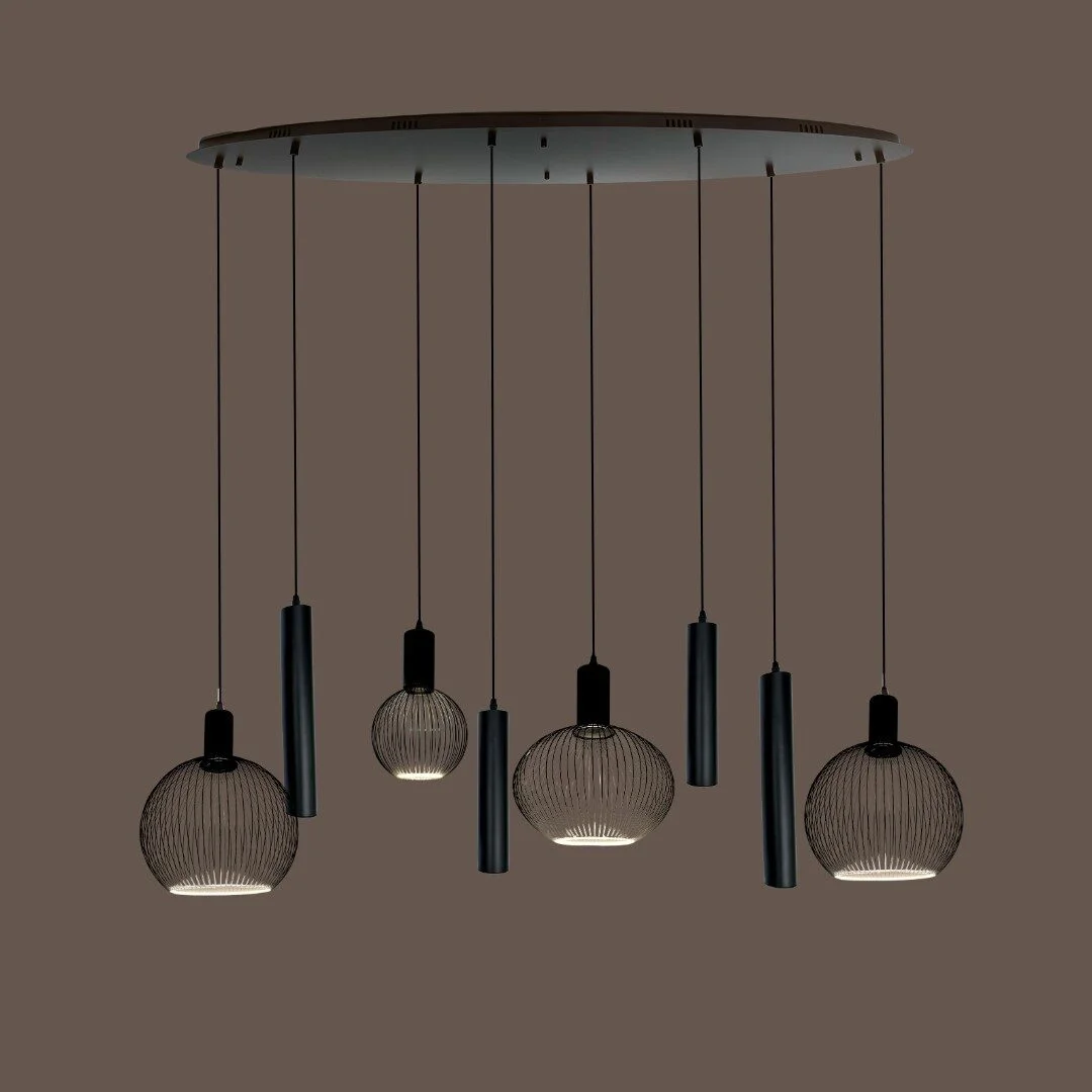 Mix and Match 90 Segula Filo Black met Yora zwart Ovaal 140cm 8-lichts - product