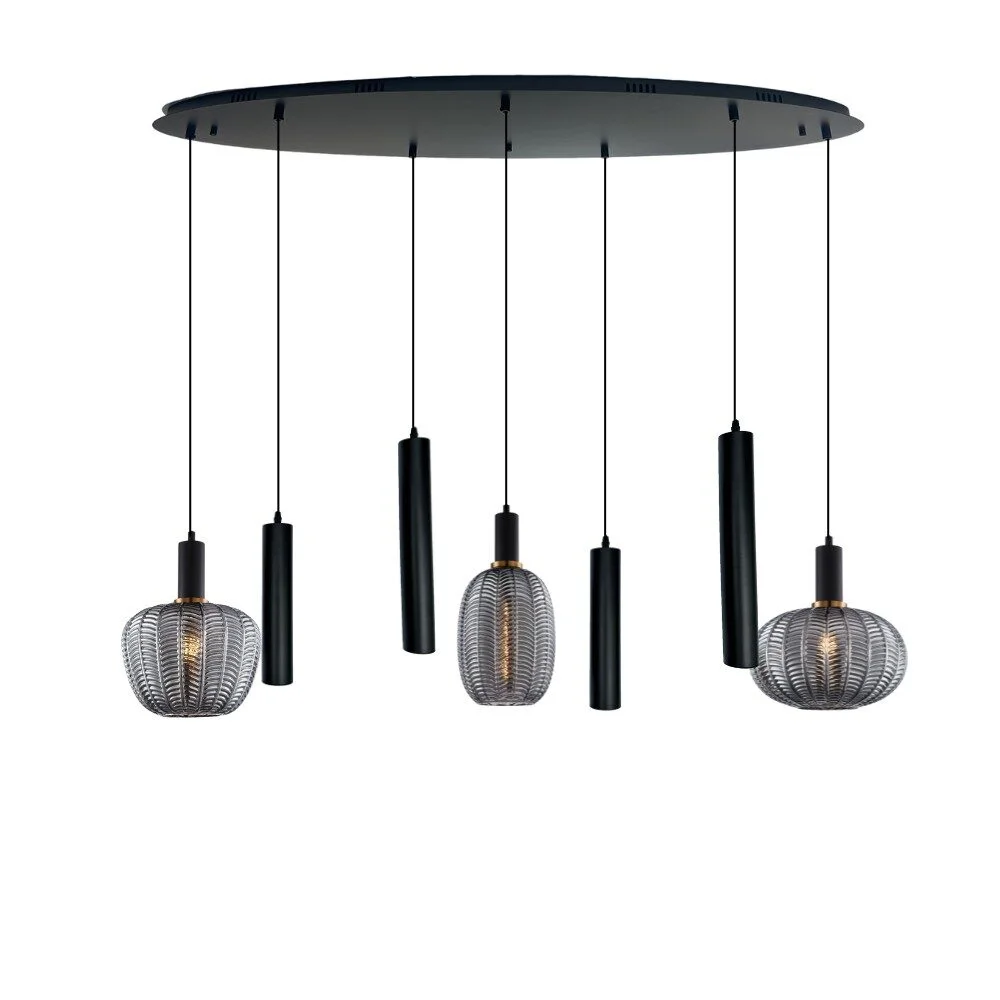Mix and Match 91 JCL met Yora zwart ovaal 120cm 7-lichts - product