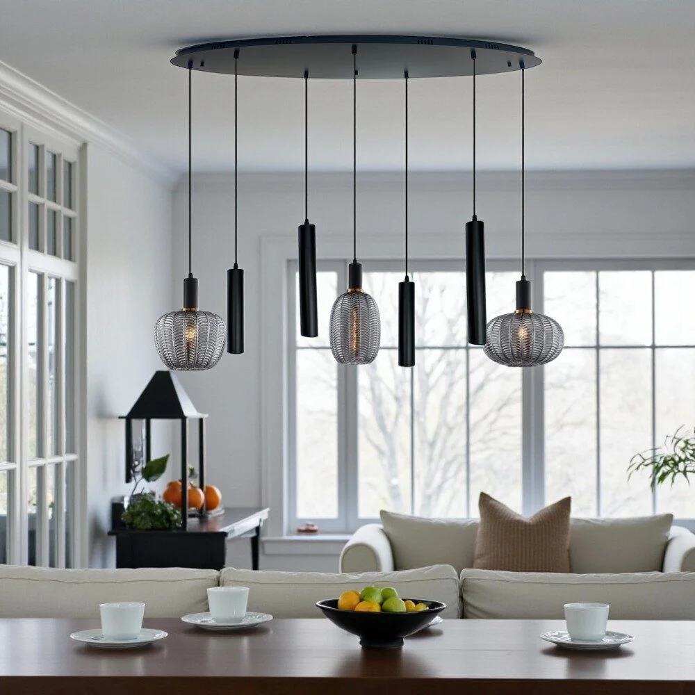 Mix and Match 91 JCL met Yora zwart ovaal 120cm 7-lichts