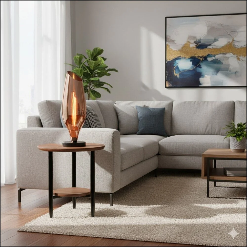 Glazen tafellamp Kjenta smoke