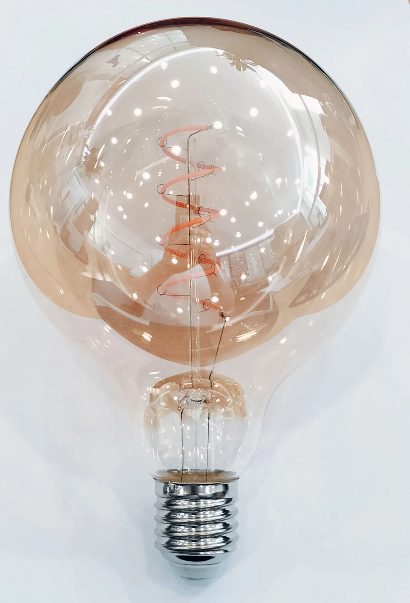 E27 dimbare LED filament lamp spiraal 12,5cm amber 2000K