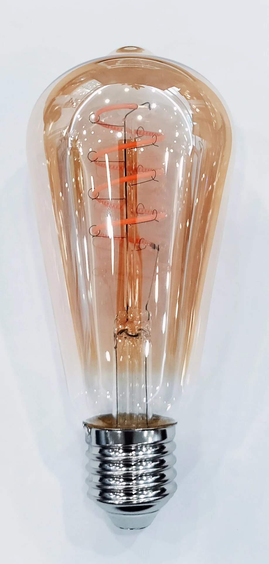 E27 dimbare LED filament lamp spiraal 6,4cm amber 2000K