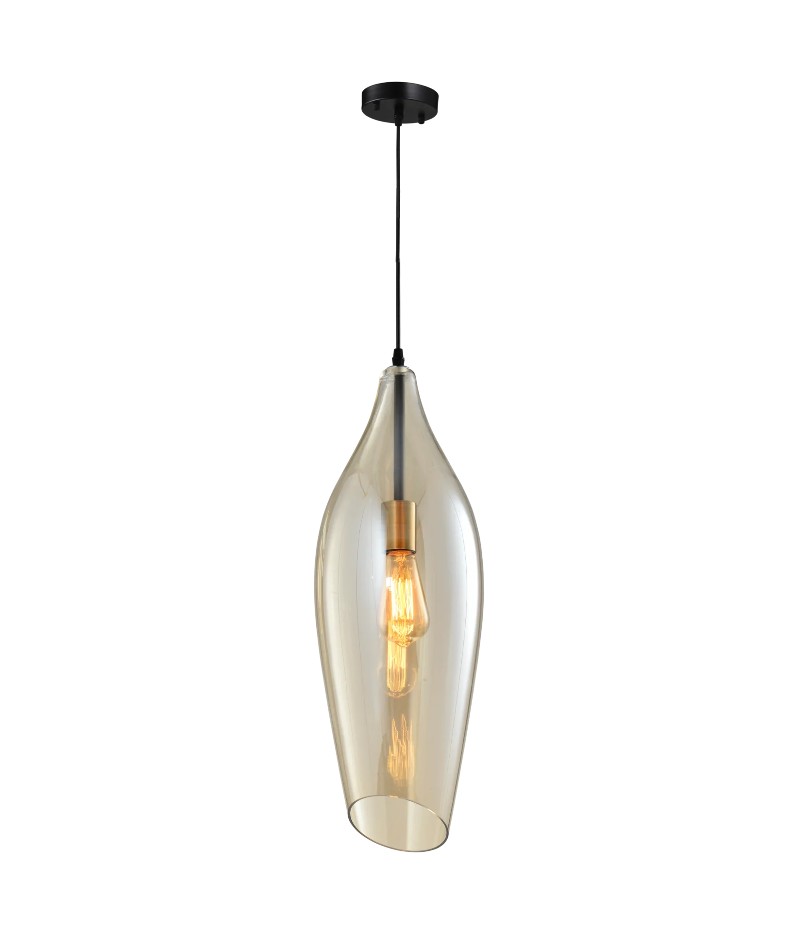 Glazen hanglamp Belezza cognac-5