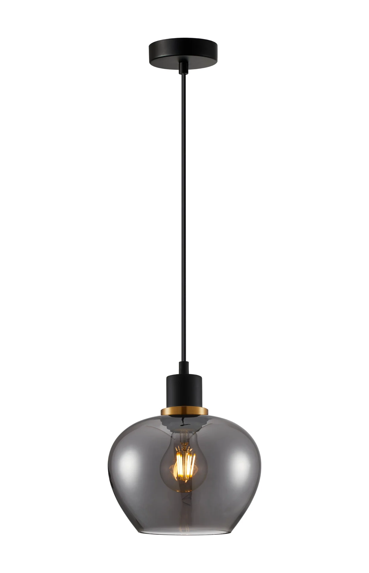 Glazen hanglamp Chaja smoke en zwart