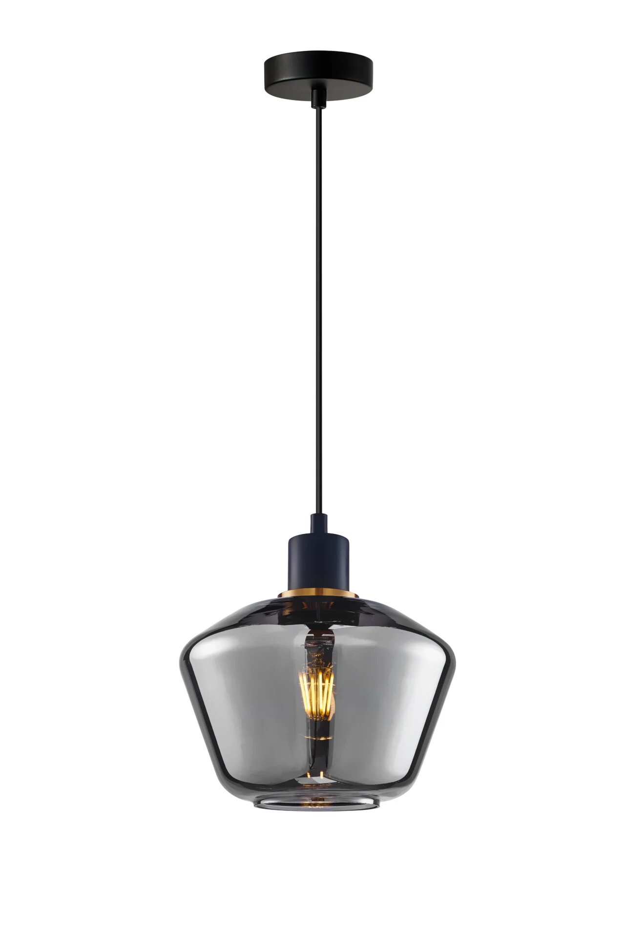 Glazen hanglamp Jenneke smoke en zwart
